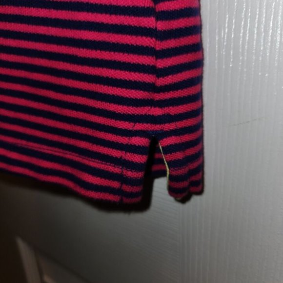 Lands' End Pink And Navy Blue Stripe Knit Collared Polo Dress Size Medium 10-12 - Picture 5 of 8